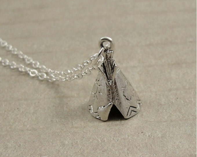 Tepee Necklace, Silver Tepee Charm on a Silver Cable Chain