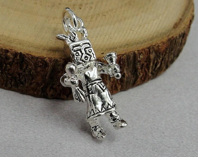 Silver Kachina Doll Charm, Navajo Charm, Hopi Kachina Doll Charm, Navajo Kachina Doll Charm, Kachina Doll Necklace, Native American Jewelry