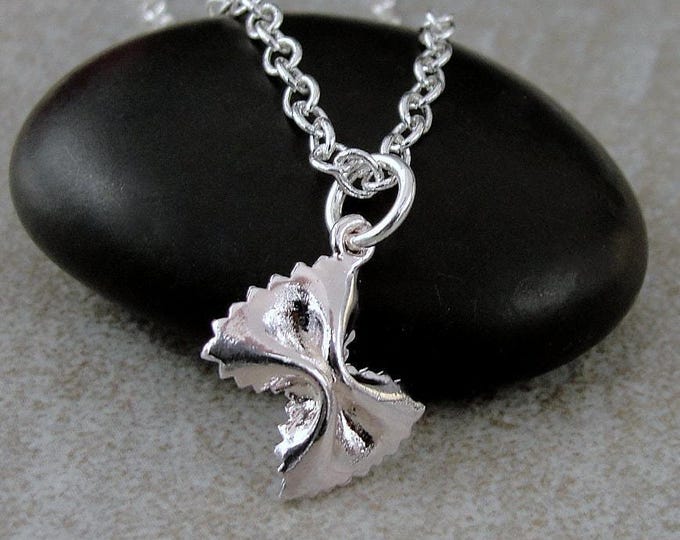 Farfalle Necklace, Silver Plated Bowtie Pasta Charm Necklace, Pasta Necklace, Bow Tie Pasta Charm, Pasta Lover Gift, Pasta Jewelry