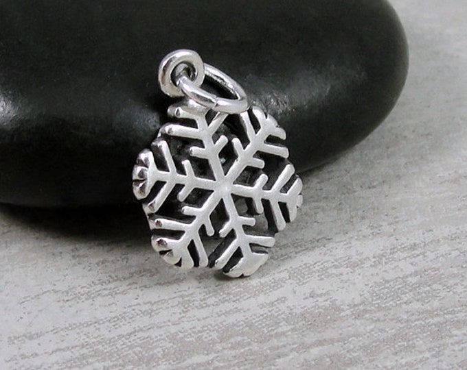Snowflake Charm - Sterling Silver Snowflake Charm for Necklace or Bracelet