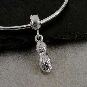 Kleiner Erdnuss Europäischer Perlenanhänger - Silber Erdnuss Anhänger für Armband - 3D Erdnuss Anhänger - Nuss Anhänger - Leguminosen Anhänger