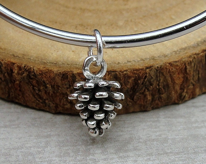 Pine Cone Charm, 925 Sterling Silver 3D Pine Cone Charm for Necklace or Bracelet, Winter Charm, Christmas Charm, Pine Cone Gift Jewelry