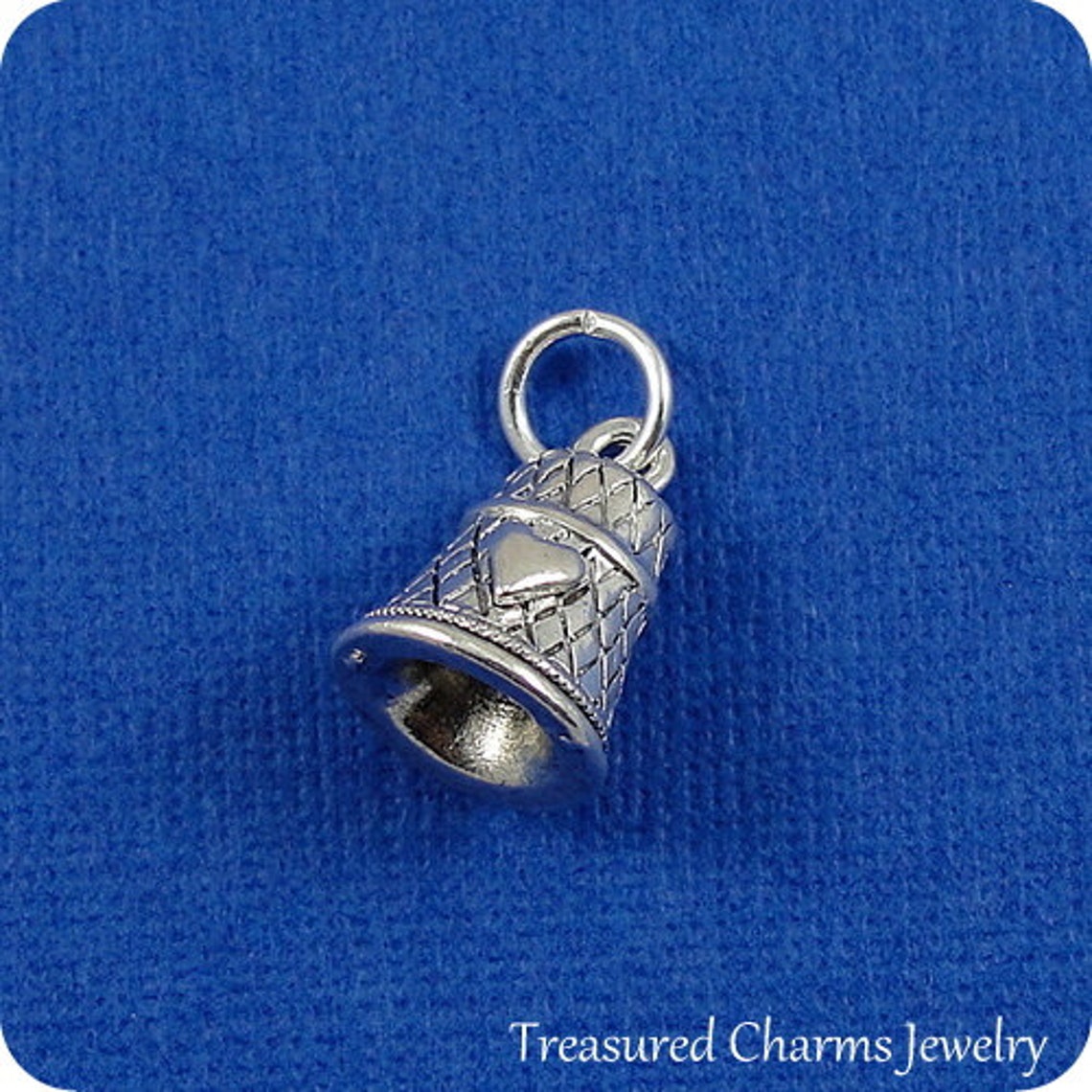 Thimble Charm Silver Plated Thimble with Heart Charm for Etsy