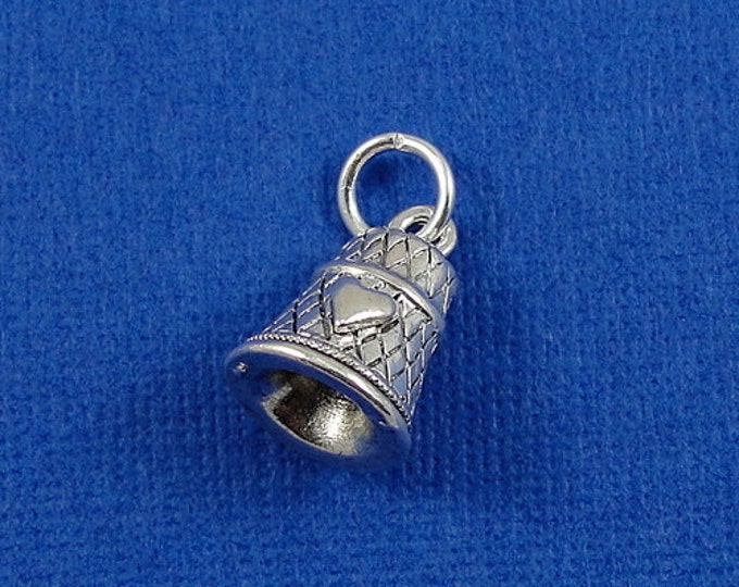 Thimble Charm - Silver Plated Thimble with Heart Charm for Necklace or Bracelet