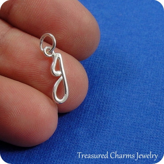 Best Quality Free Gift Box Sterling Silver Small Fancy Script Initial J Charm