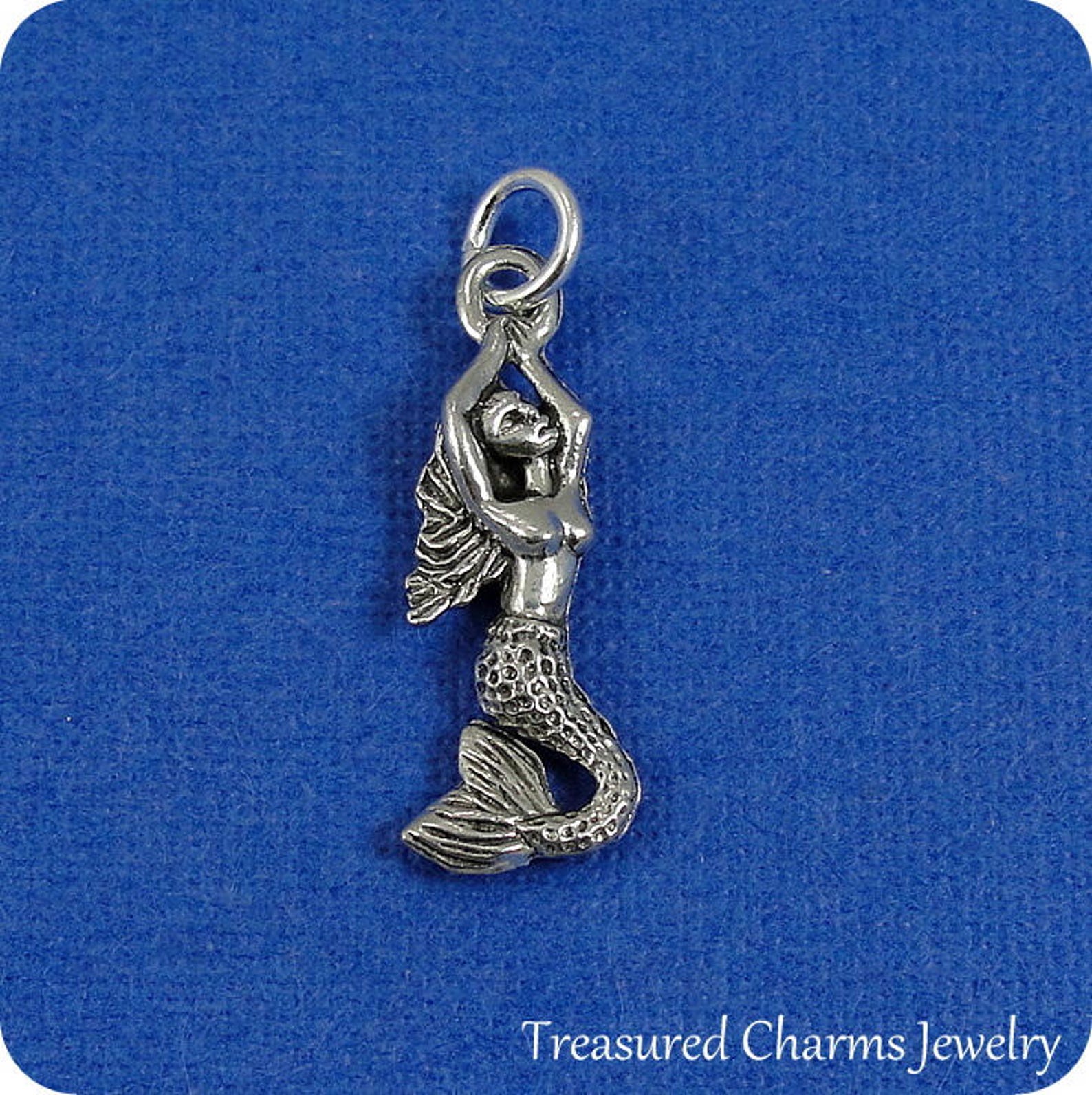 Mermaid Charm Silver Plated Ocean Mermaid Charm for Necklace Etsy