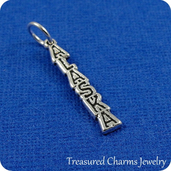 Alaska Charm - Sterling Silver State of Alaska Charm for Necklace or Bracelet