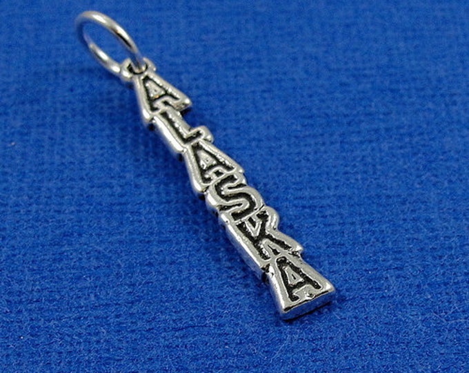 Alaska Charm - Sterling Silver State of Alaska Charm for Necklace or Bracelet