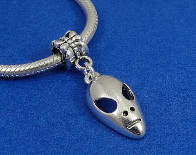 Alien European Dangle Bead Charm - Silver Alien Charm for European Bracelet