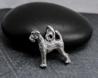 Airedale Terrier Charm, Silver Airedale Terrier Necklace Charm, Welsh Terrier Charm, Puppy Dog Charm, Airedale Terrier Gift