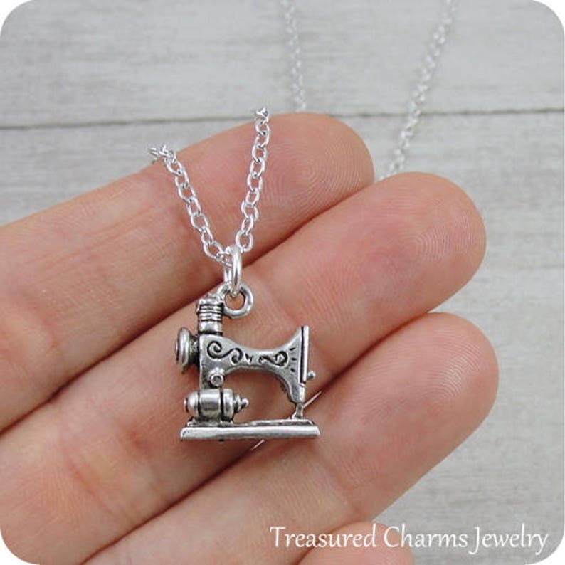 Sewing Machine Necklace Silver Sewing Machine Charm on a Etsy