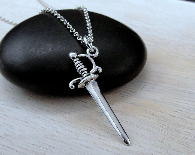 Sword Necklace, 925 Sterling Silver Dagger Charm Necklace, Dagger Necklace, Pirate Necklace, Medieval Necklace, Dagger Sword Pendant
