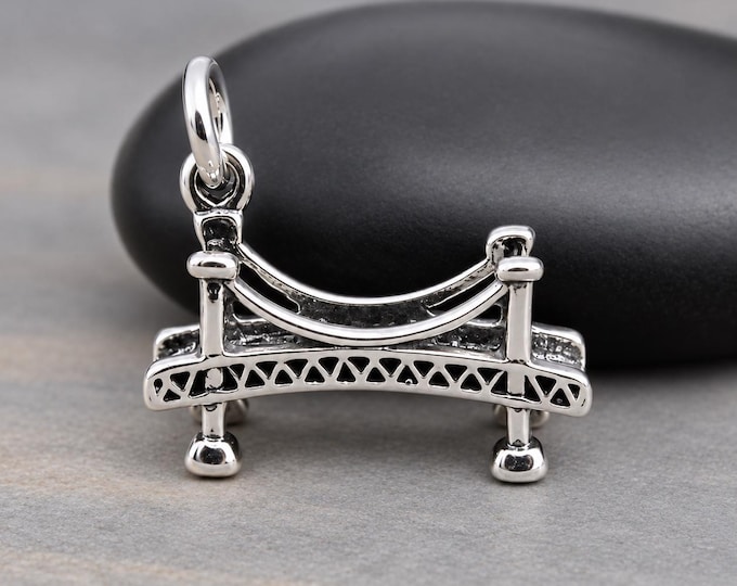 925 Sterling Silver 3D Bridge Charm, San Francisco Bridge Pendant, California Charm, Travel Souvenir Jewelry