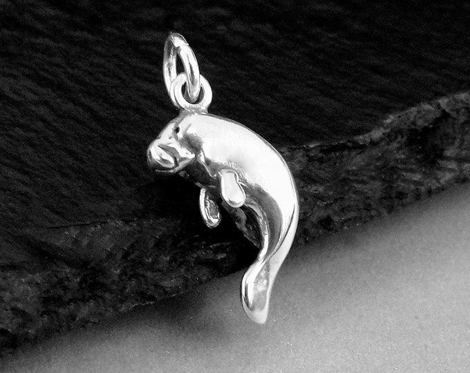 Manatee Charm, Sterling Silver Manatee Charm for Necklace or Bracelet, Sea Cow Charm, Florida Manatee Charm, Manatee Gift, Manatee Jewelry