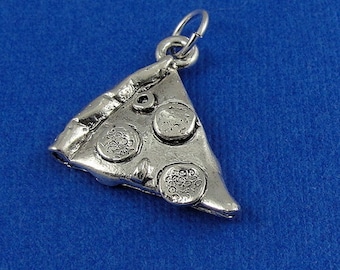 Pepperoni Pizza Charm - Silver Pizza Charm for Necklace or Bracelet