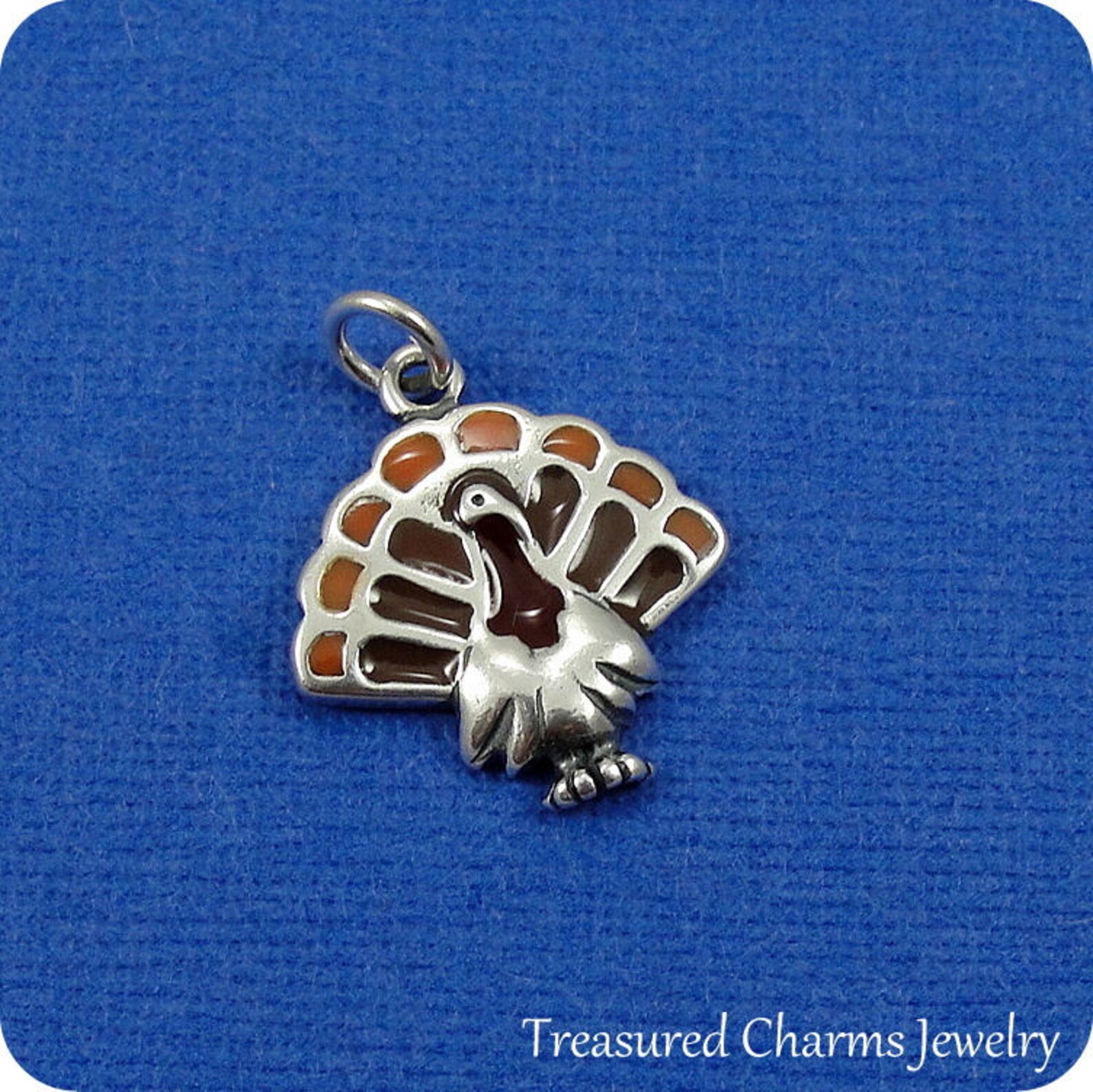 Turkey Charm Sterling Silver Thanksgiving Turkey Charm for Etsy