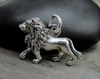 Lion Charm - Silver Plated Lion Charm for Necklace or Bracelet - Lion Pendant - 3D Lion Charm - Lioness Charm - Lion Gift - Lion Jewelry