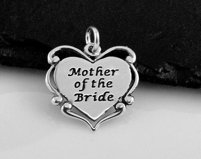 Mother of the Bride Charm, Sterling Silver Bridal Charm for Necklace or Bracelet, Mother of the Bride Gift, Mother of the Bride Jewelry