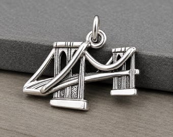 Brooklyn Bridge Charm - Silver Plated Bridge Charm for Necklace or Bracelet - New York Charm - Bridge Pendant - Golden Gate Bridge Charm