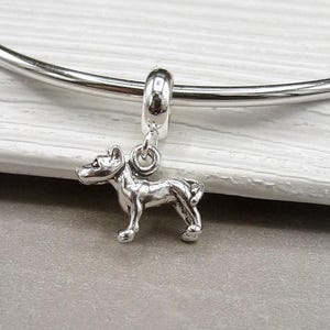 925 Sterling Silver Pit Bull Dangle Bead Charm, Pit Bull European Charm, Pittie Dog Charm, Bracelet Charm, Large Hole Bead, Pit Bull Gift