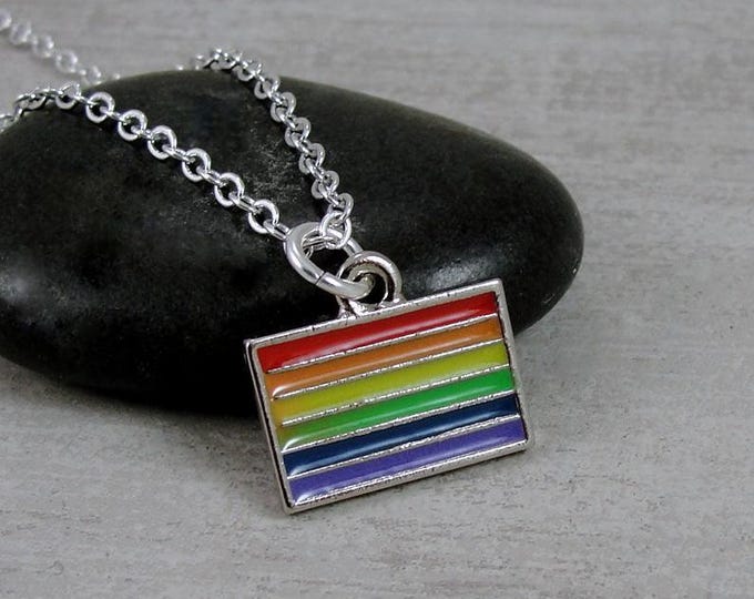 Rainbow Pride Flag Necklace, Pride Flag Charm, Pride Month Charm, LGBTQ Charm Necklace, Gay Pride Charm Necklace, Equality Charm, LGBTQ Gift