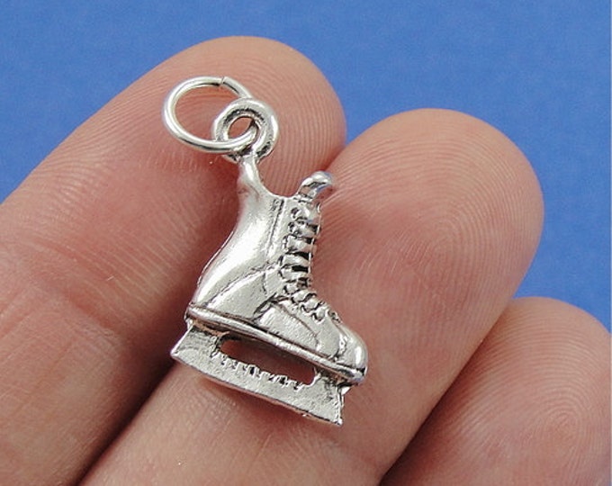 Ice Skate Charm - Silver Plated Ice Skating Charm for Necklace or Bracelet