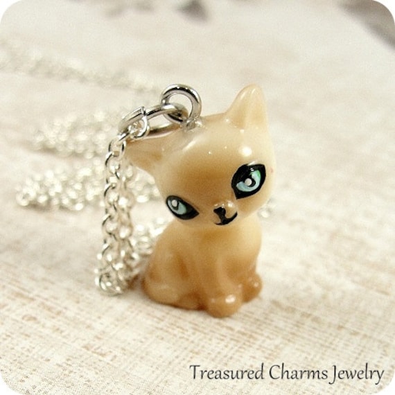 Siamese Cat Necklace Siamese Cat Charm on a Silver Plated Etsy