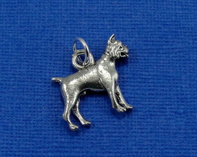 Boxer Charm - Silver Plated Boxer Dog Charm for Necklace or Bracelet