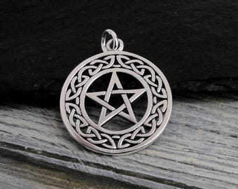 925 Sterling Silver Pentagram Charm, Pentacle Charm, Wiccan Charm, Pagan Occult Charm, Bracelet Charm, Necklace Charm, Goth Jewelry Gift