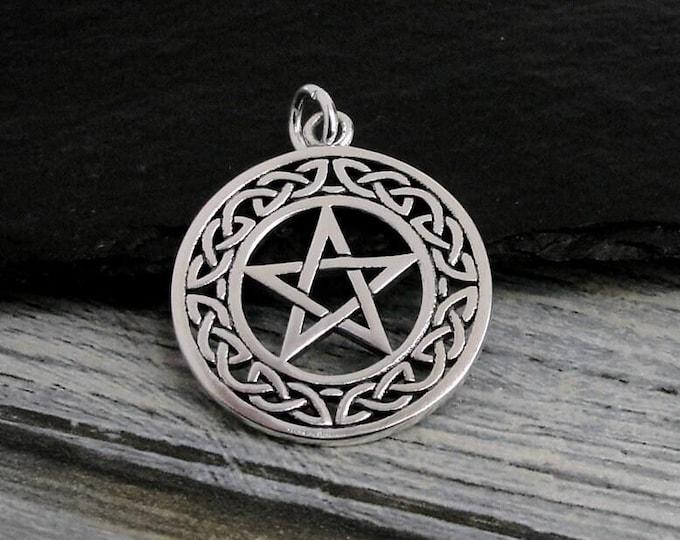 925 Sterling Silver Pentagram Charm, Pentacle Charm, Wiccan Charm, Pagan Occult Charm, Bracelet Charm, Necklace Charm, Goth Jewelry Gift