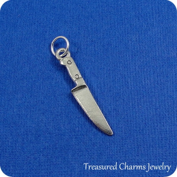 Miniature Knife Charm - Silver Plated Chef Knife Charm for Necklace or Bracelet