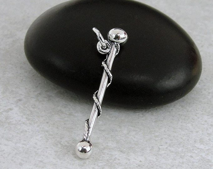 925 Sterling Silver Drum Major Baton Charm, Majorette Charm, 3D Baton Twirler Charm, Bracelet Charm, Necklace Charm, Marching Band Charm