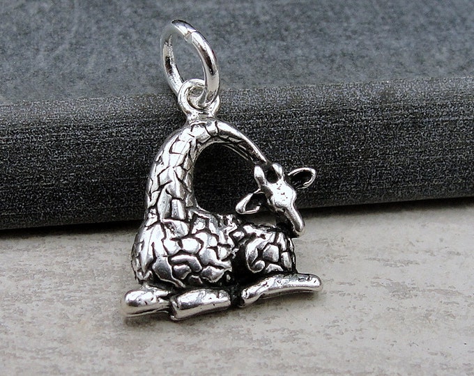 Giraffe Charm, 925 Sterling Silver Giraffe Charm for Necklace or Bracelet, Zoo Charm, Safari Charm, Giraffe Gift, Giraffe Jewelry