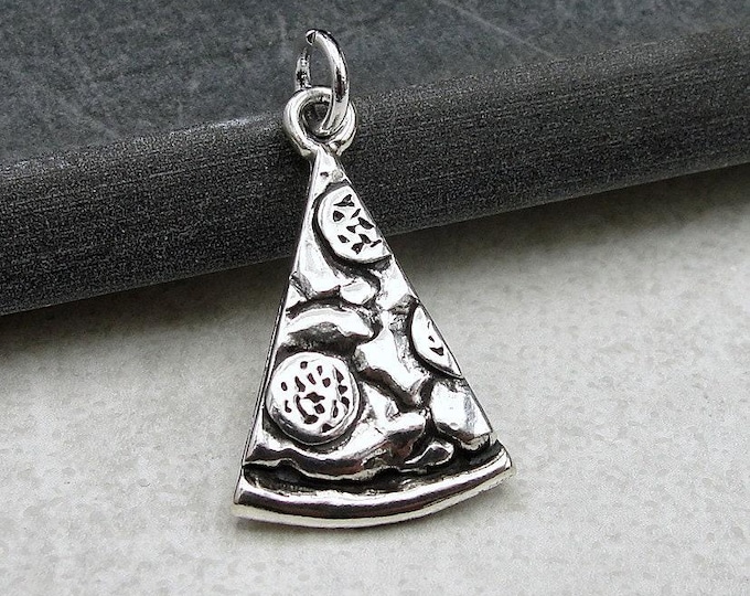 Pizza Charm, 925 Sterling Silver Pepperoni Pizza Charm, Pizza Necklace Charm, Pizza Jewelry, Gift for Pizza Lover, Pizza Gift Jewelry