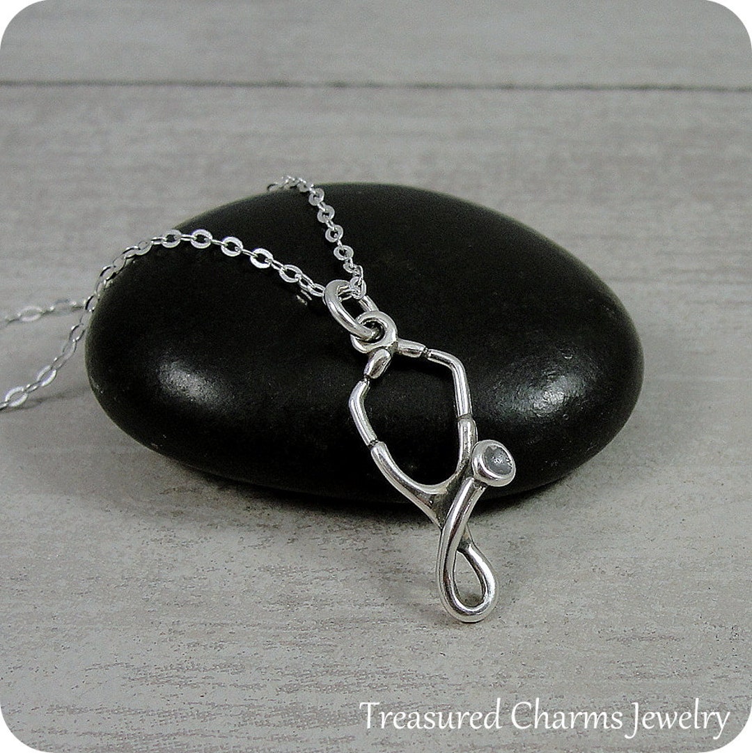 Stethoscope Necklace Sterling Silver Stethoscope Charm on a Etsy