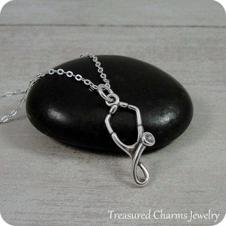Stethoscope Necklace Sterling Silver Stethoscope Charm on a Etsy