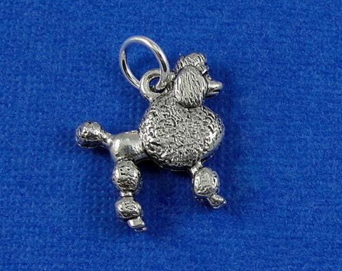 French Poodle Charm - Silver Poodle Charm for Necklace or Bracelet