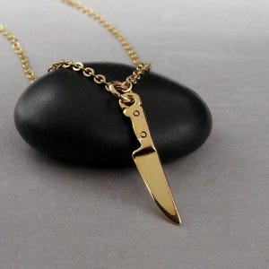Miniature Knife Necklace, Gold Plated Knife Charm Necklace, Knife Jewelry, Chef Necklace, Baking Necklace, Gift for Chef, Gift for Baker