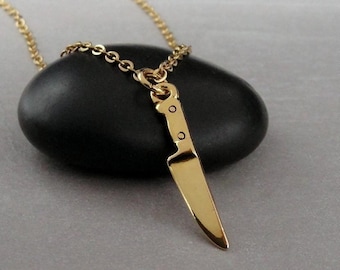 Miniature Knife Necklace, Gold Plated Knife Charm Necklace, Knife Jewelry, Chef Necklace, Baking Necklace, Gift for Chef, Gift for Baker