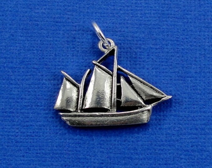 Sailboat Charm - Silver Plated Nautical Sailboat Charm for Necklace or Bracelet