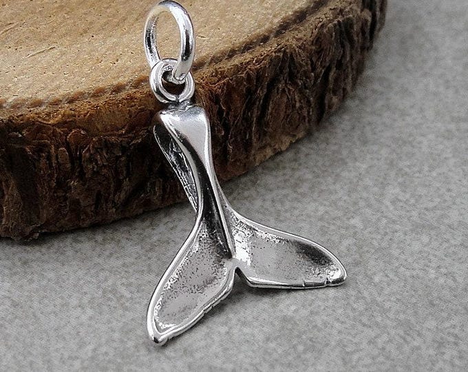Whale Tail Charm, 925 Sterling Silver Whale Fluke Charm for Necklace or Bracelet, Nautical Charm, Sea Life Charm, Whale Charm, Whale Gift