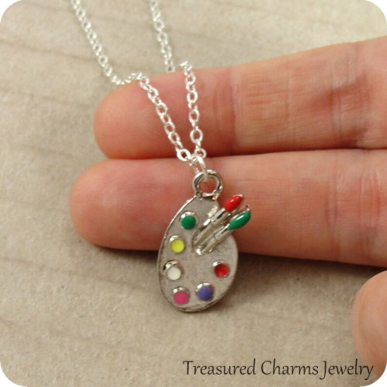 Artist Palette Necklace Silver Plated Artist Pain Palette Etsy