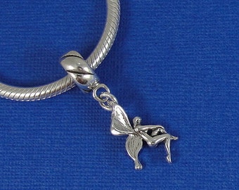 Fairy European Dangle Bead Charm - Sterling Silver Fairy Charm for European Bracelet
