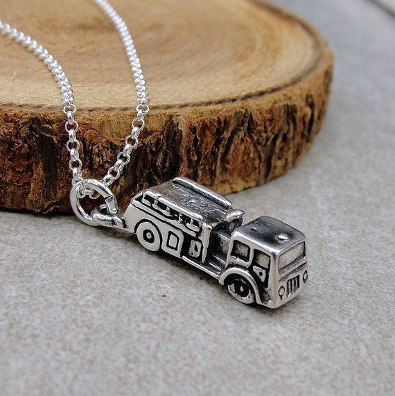 Fire Truck Charm 3-D Sterling Silver - Made in the USA Fire Truck Charm 3-D Sterling Silver - Made in the USA