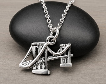 Brooklyn Bridge Necklace, Silver Brooklyn Bridge Charm, New York Necklace, Bridge Pendant, Golden Gate Bridge Charm Necklace, Bridge Jewelry