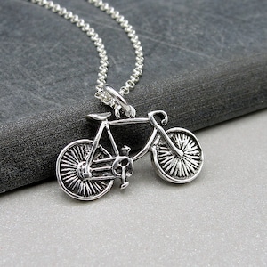 Bicycle Necklace, Sterling Silver Bicycle Charm on a Silver Cable Chain, Cyclist Necklace, Bike Necklace, Bicycle Gift, Bicycle Jewelry