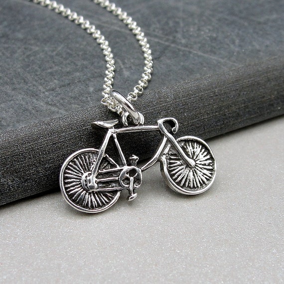 Cyclist Bicycle Charm Sterling Silver Cyclist Bicycle Charm Sterling Silver