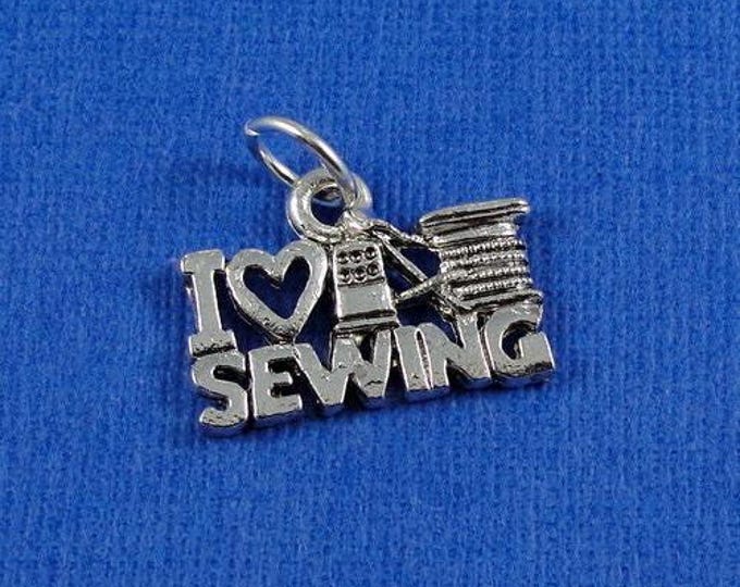 Love Sewing Charm - Silver Sewing Charm for Necklace or Bracelet