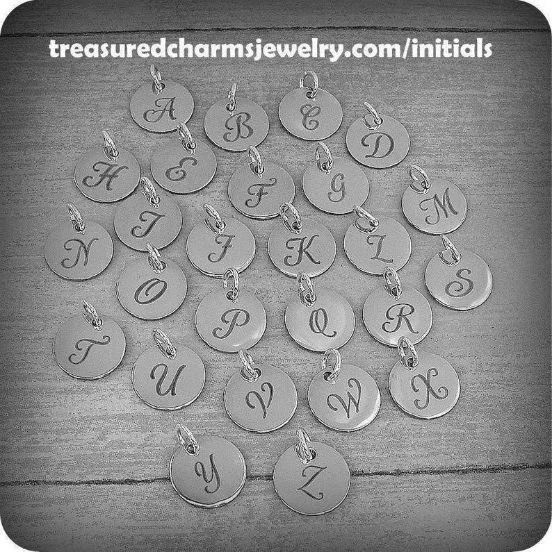 Red Cursive Metal R Stainless Steel Letter R Charm, Silver Engraved Letter R Round Disc ...