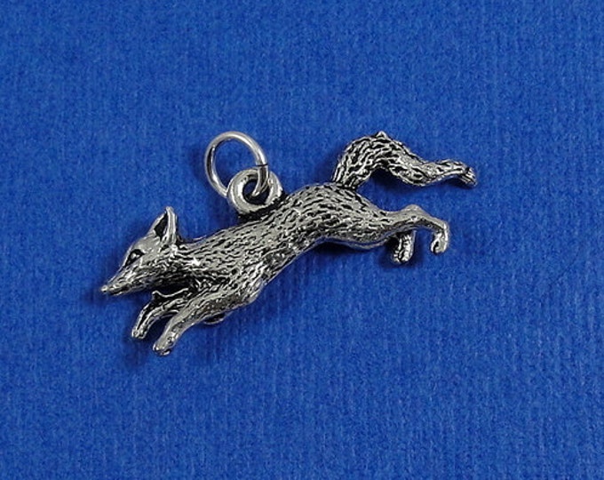 Running Fox Charm - Silver Plated Running Fox Charm for Necklace or Bracelet